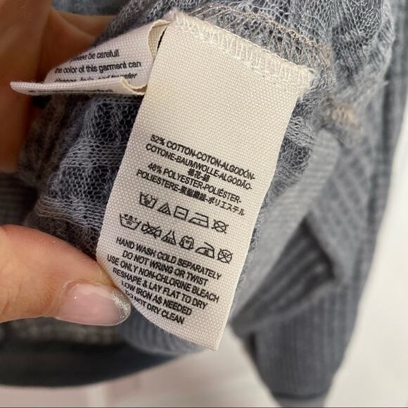 FREE PEOPLE Womens Burnout Off Shoulder Long Sleeve Waffle Knit Thermal Top XS - Picture 12 of 13